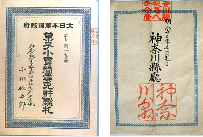 菓子小売営業免許鑑札の写真