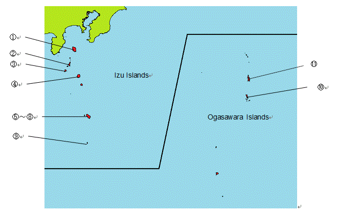 伊豆諸島・小笠原諸島の地図