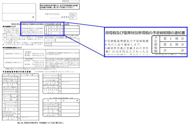 Notice of the amount of estimated tax prepayment