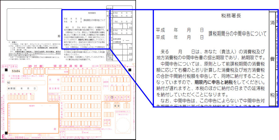 Interim return form for consumption and local consumption taxes