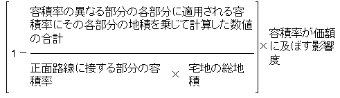 容積率の異なる2以上の地域にわたる宅地の価格の算式