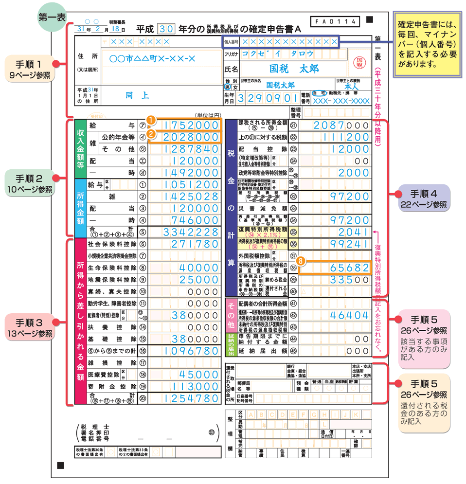 確定 申告 書 a 記入 例