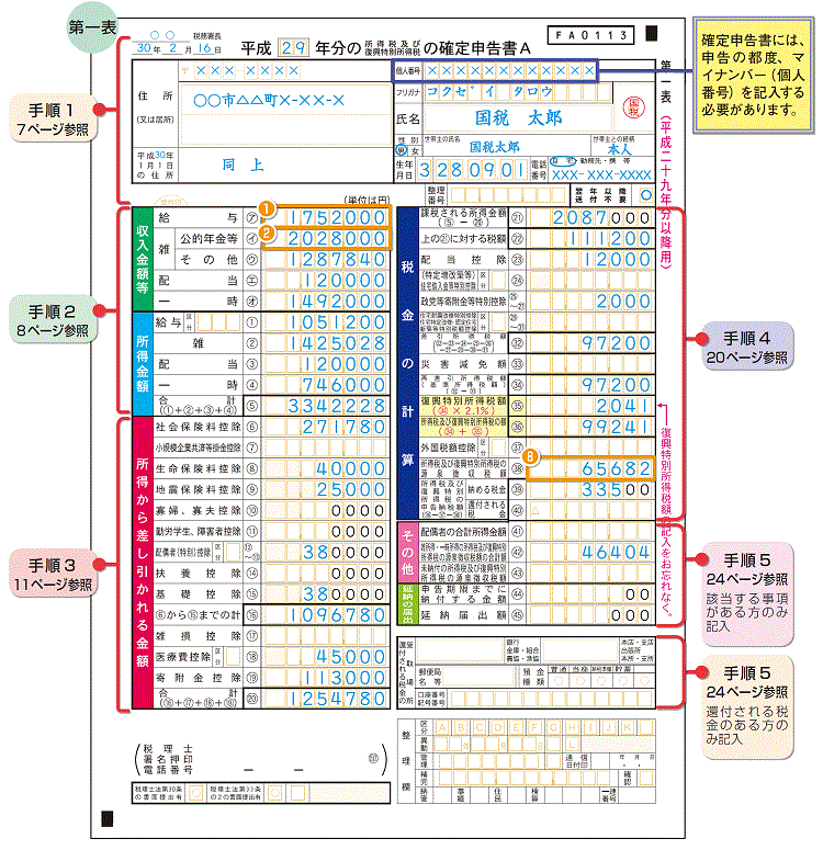 申告書の記載例2（給与やその他の収入がある場合）｜国税庁