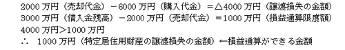 特定居住用財産の譲渡損失の金額の計算の具体例