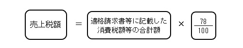 売上税額=適格請求書等に記載した消費税額等の合計額*(78/100)