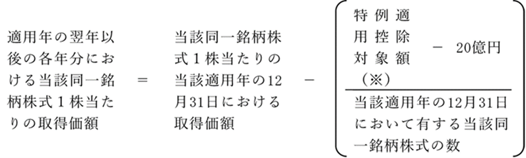 適用年において他の特例適用控除対象特定株式がある場合