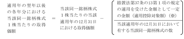 特定株式に係る同一銘柄株式1株当たりの取得価額